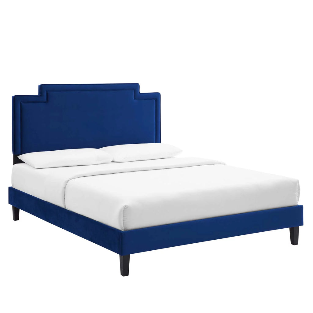 Navy Performance Velvet Twin Bed B869191
