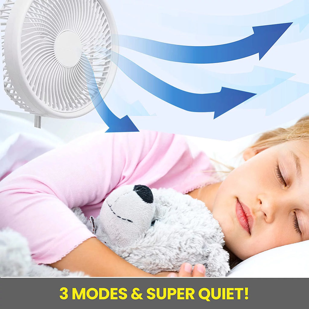 2-in-1 Adjustable Height 40 in. Foldable Portable Rechargeable Floor and Table Fan E4631