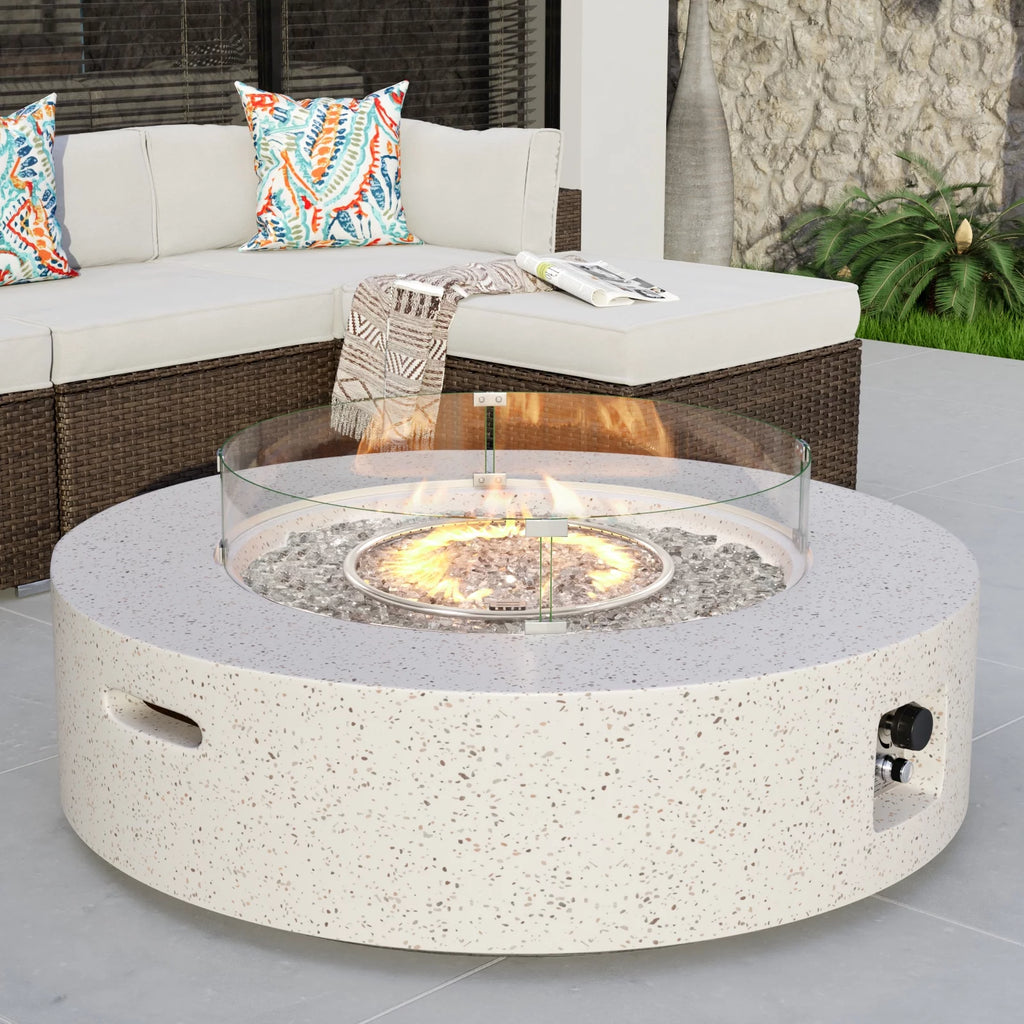 40.5-inch Round Propane Fire Pit Coffee Table S231