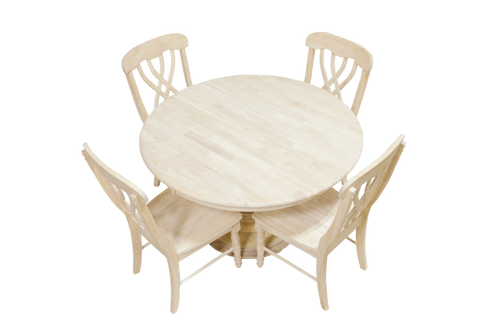 48" Wide 30" Tall Round Dining Table Set with 4 Chairs L31244