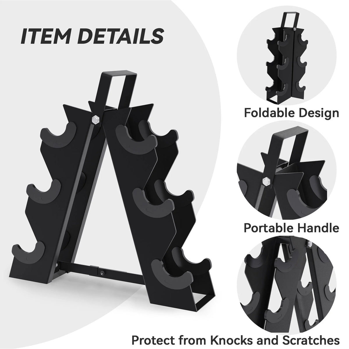 5, 8, and 10 Pound Dumbbell Pairs with Metal Rack D115889