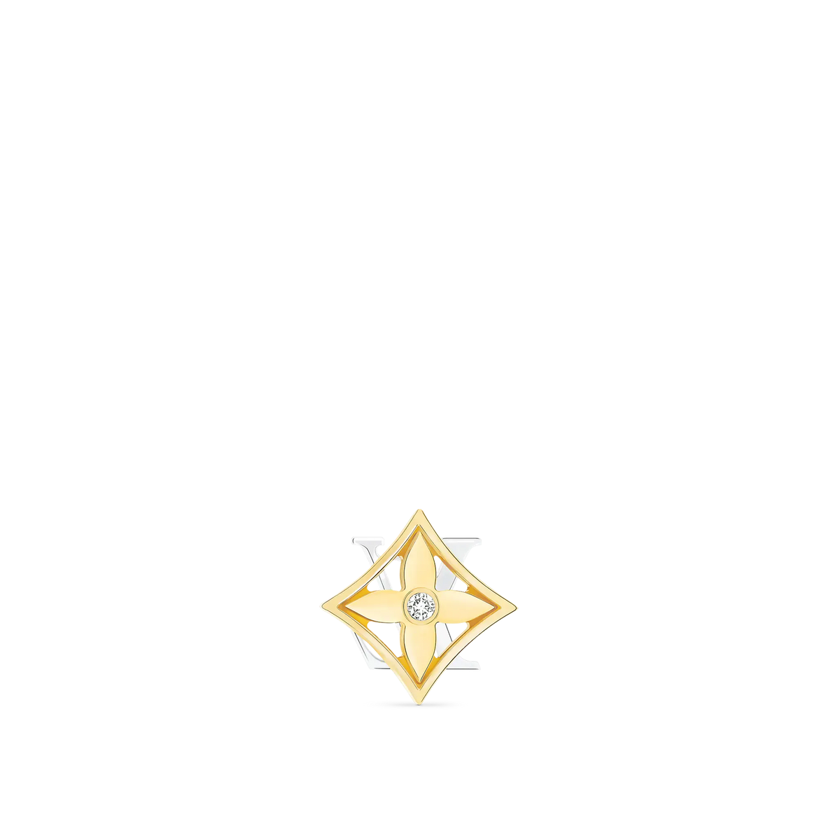Yellow and White Gold and Diamond Single Stud Earrings H4193