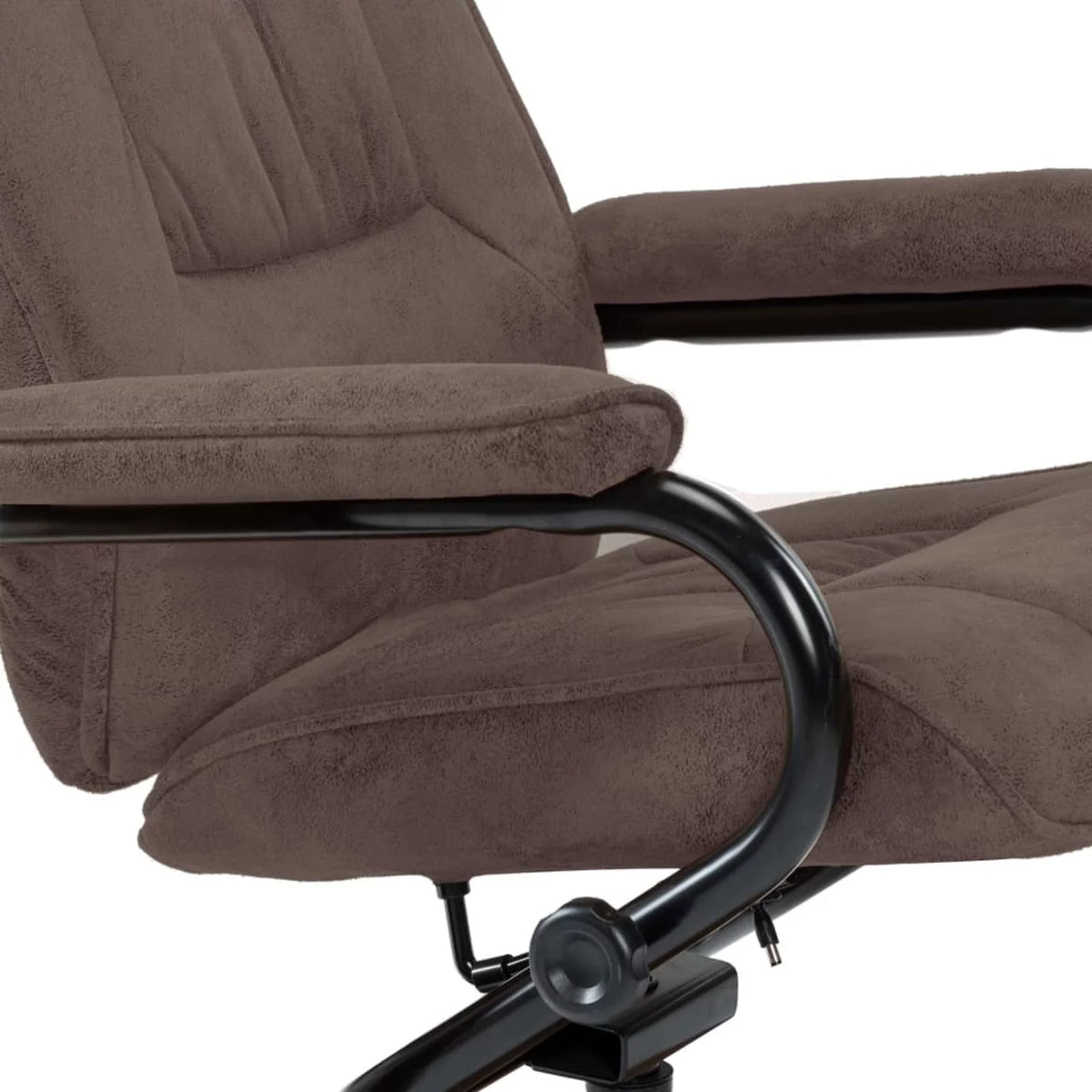 Brown Faux Suede Leather Swivel Recliner with Ottoman J343283