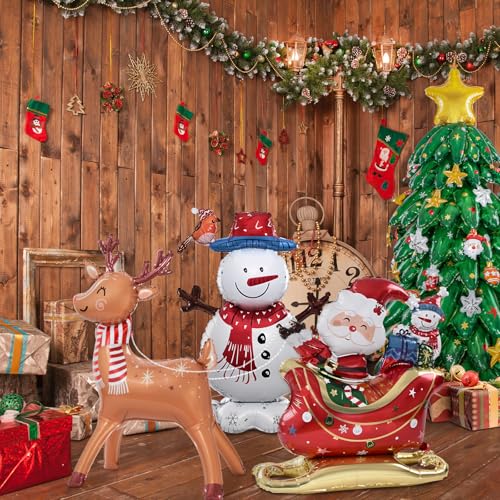 Christmas Party Decorations with Santa Claus, Snowman, & Christmas Tree Balloons V8595