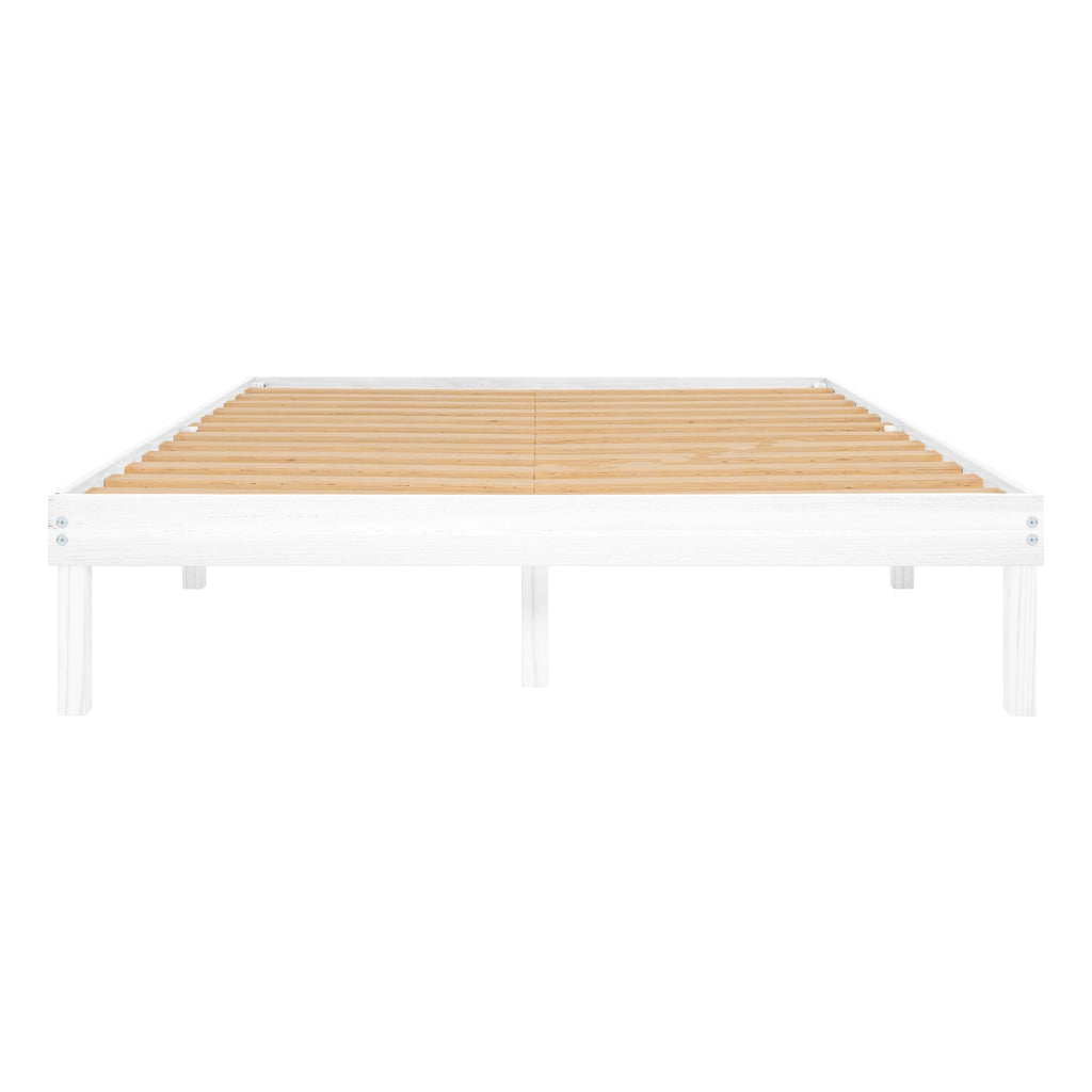 King Solid Wood Platform Bed Frame with Wooden Slats V89332