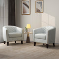 Faux Leather Accent Barrel Chair Set of 2 White Q3167
