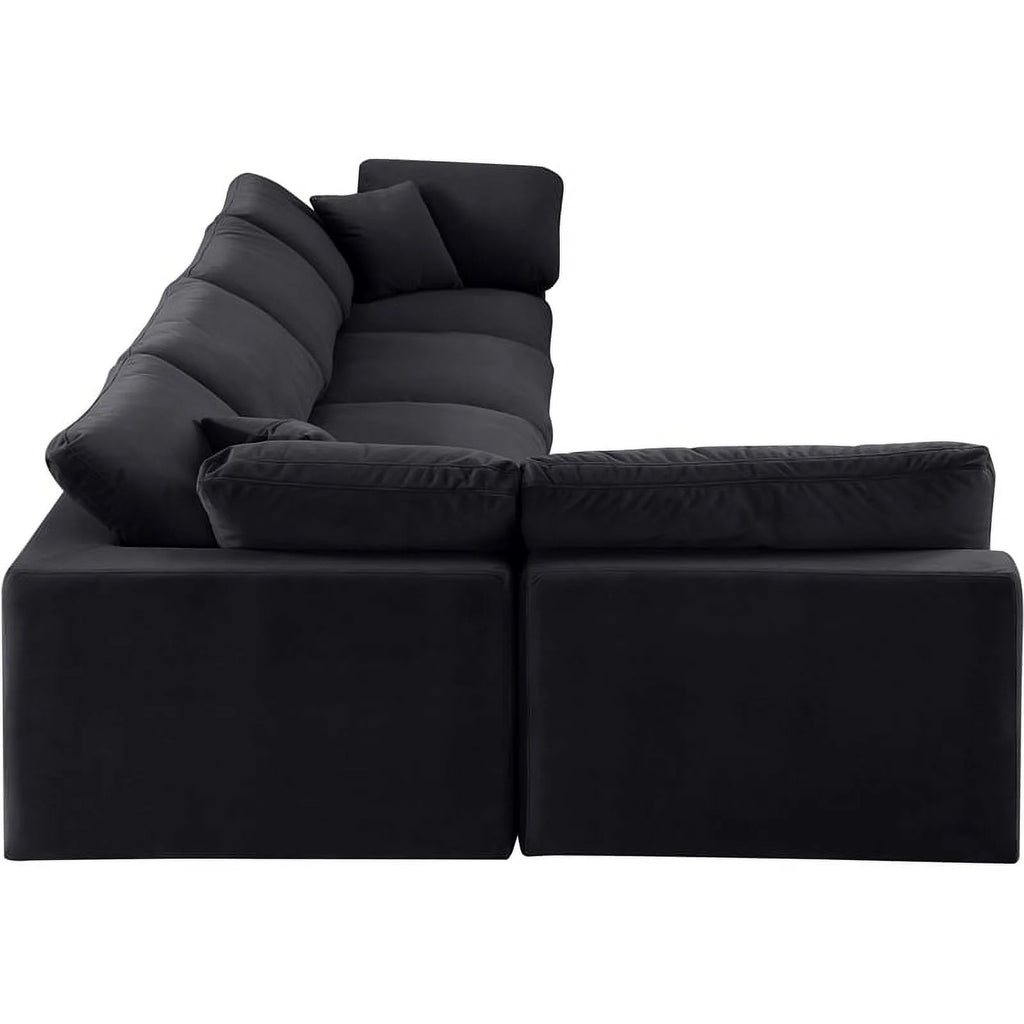 Black Velvet Modular Sectional W9519