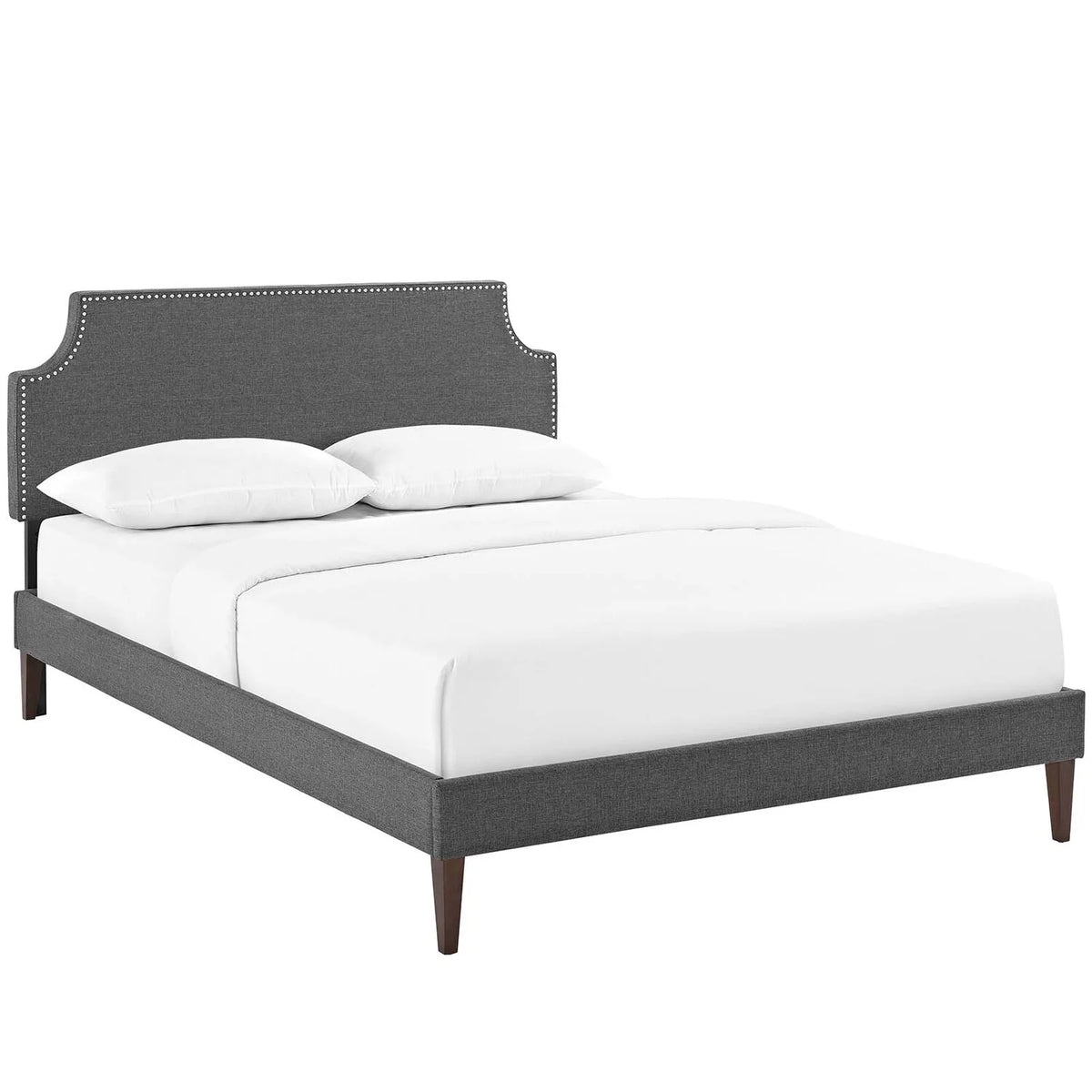 Full Fabric Platform Bed with Tapered Legs in Gray Q1472