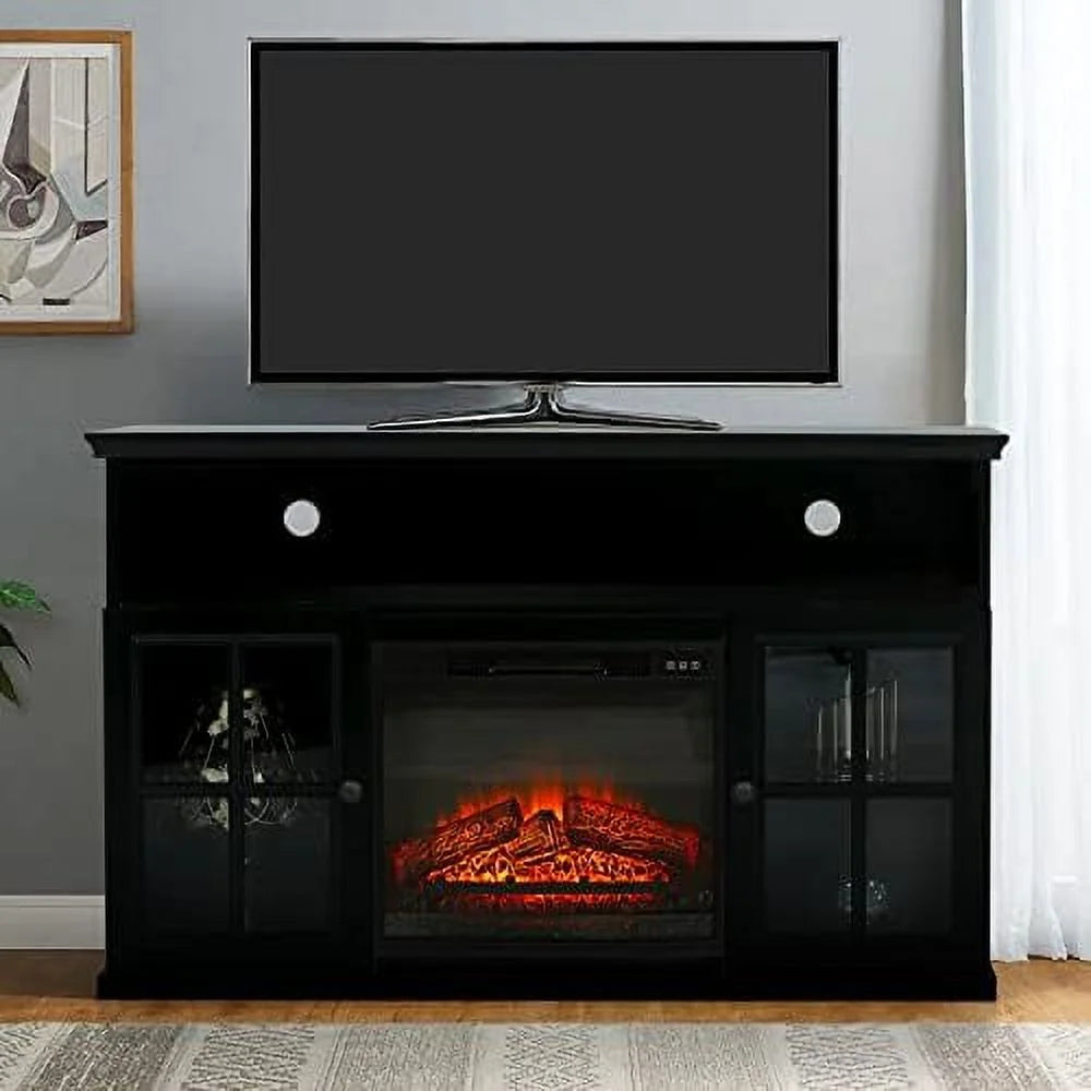 White Electric Fireplace TV Stand with 18" Insert S345