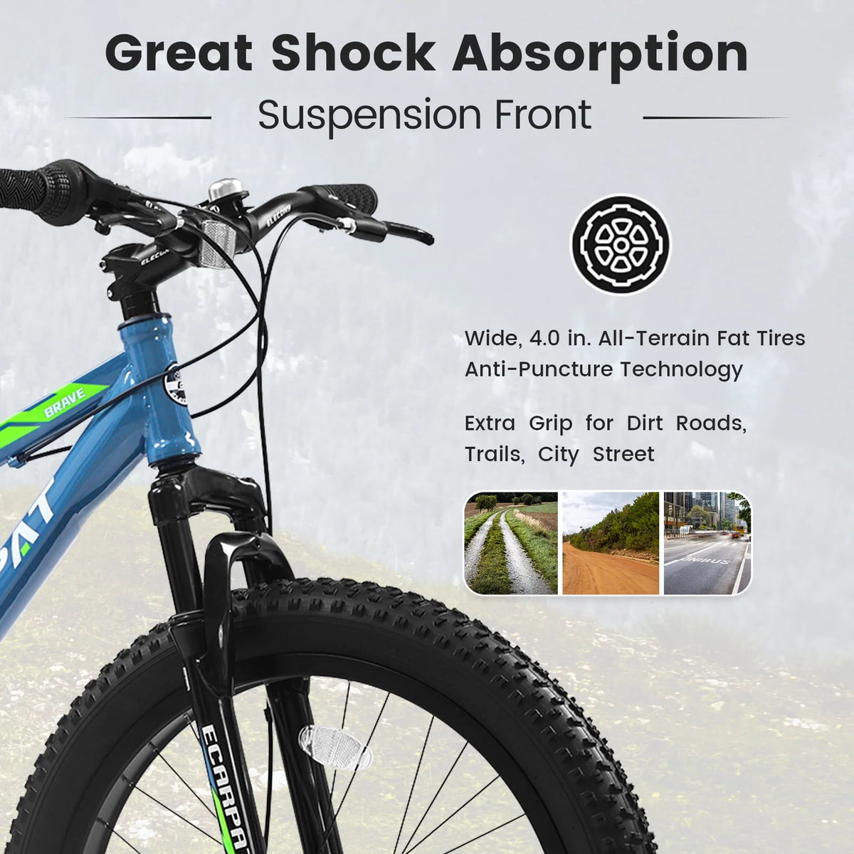 Green 24 inch Fat Tire Mountain Bike W574811