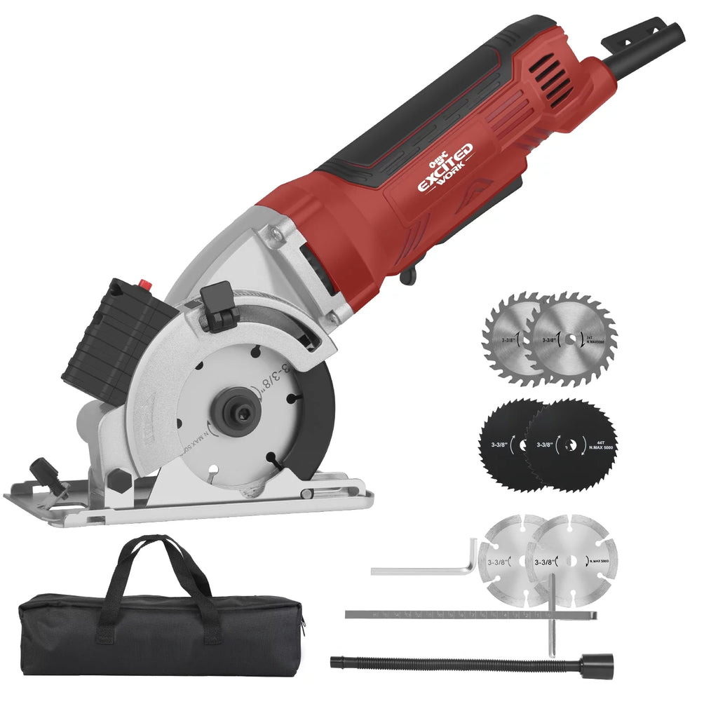 Mini Circular Saw, 5000RPM Electric Compact Circular Saw with 3 Blades P5851