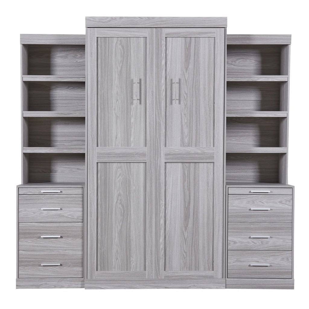 Twin Size Murphy Bed with Wardrobe and Drawers Y959