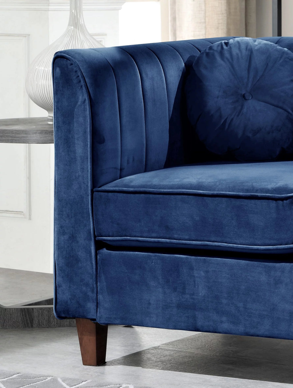 Blue Velvet Rolled Arm Loveseat D4623