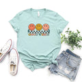 Checkered Smiley Face Short Sleeve Graphic Tee M867789