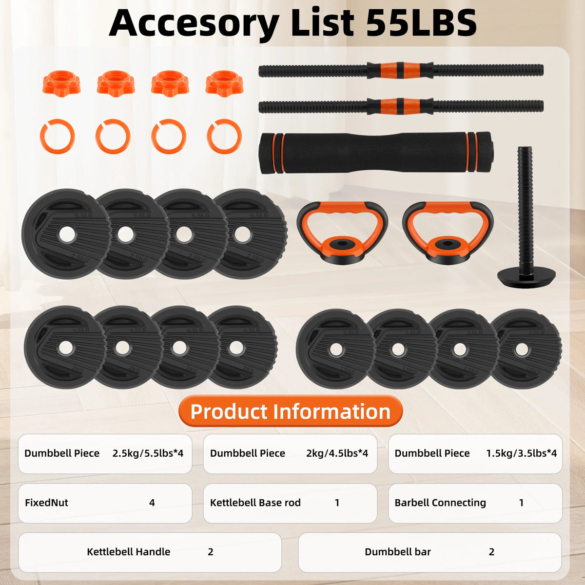 55 Lbs Adjustable Dumbbell Set A584