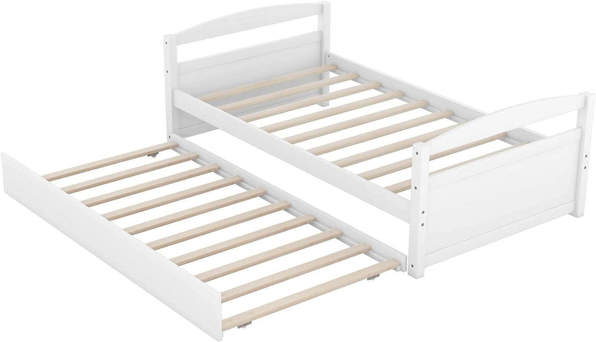 White Wood Daybed With Trundle O564