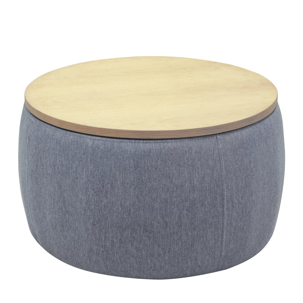 Dark Gray Round Storage Ottoman R6126