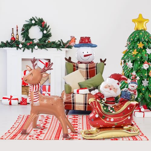 Christmas Party Decorations with Santa Claus, Snowman, & Christmas Tree Balloons V8595