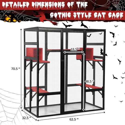 71Inches Large Wood Catio with Perches and Condos C4738