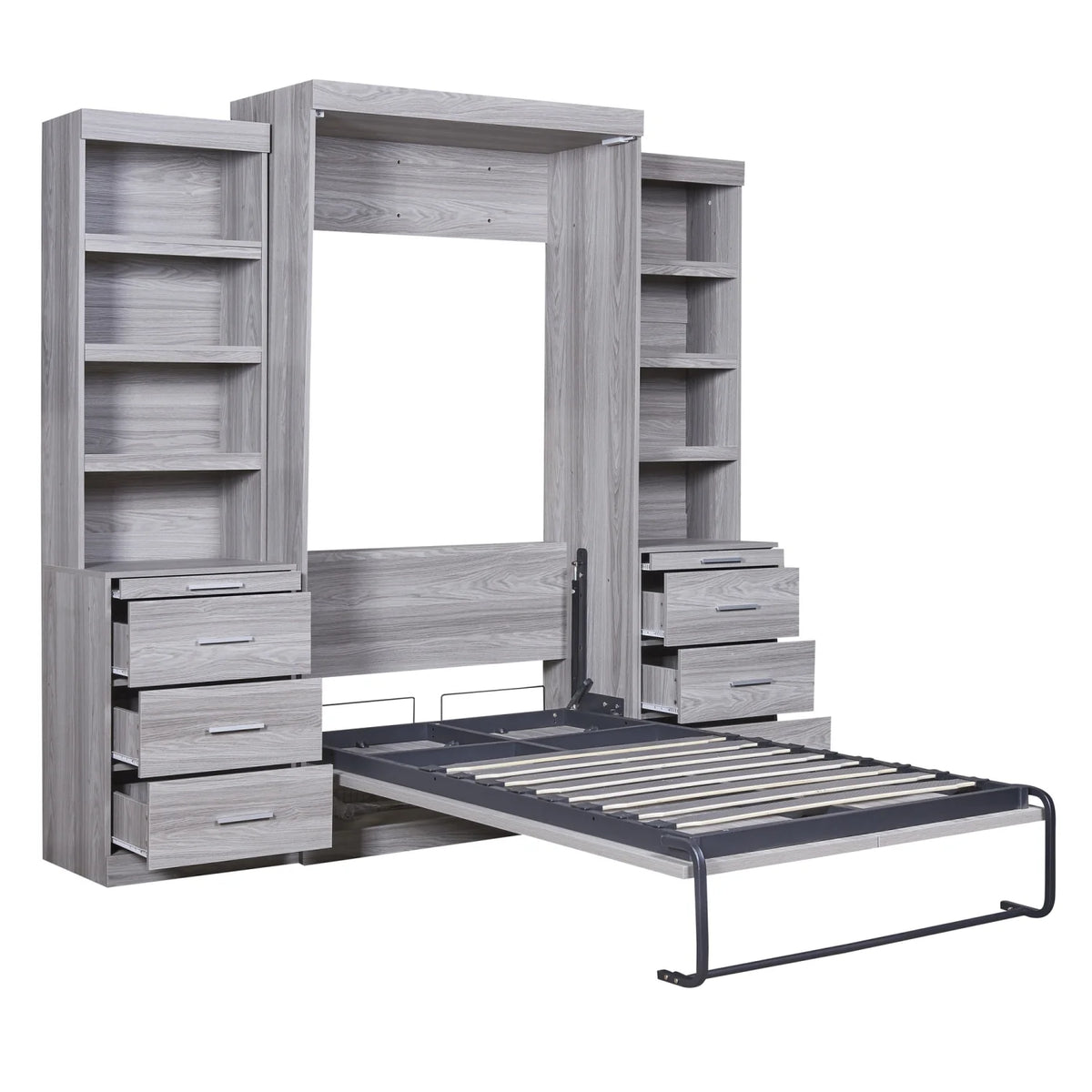 Twin Size Murphy Bed with Wardrobe and Drawers Y959