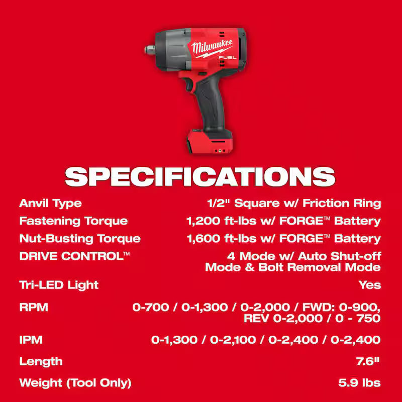 18V Lithium-Ion Brushless Cordless 1/2 in. Impact Wrench M912