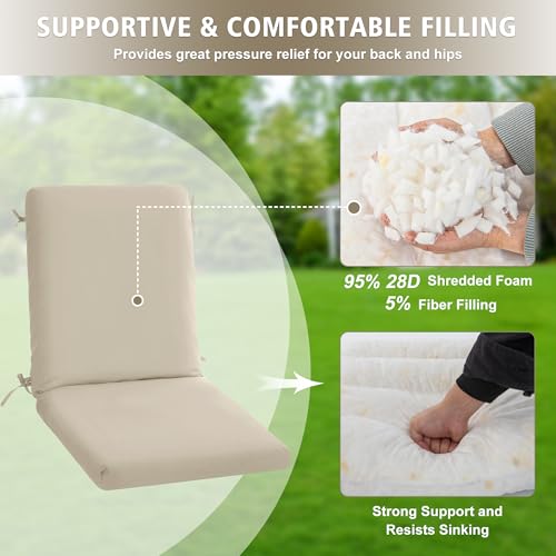 High Back Outdoor Chair Cushions 44''x20'' Waterproof Burgundy Z689