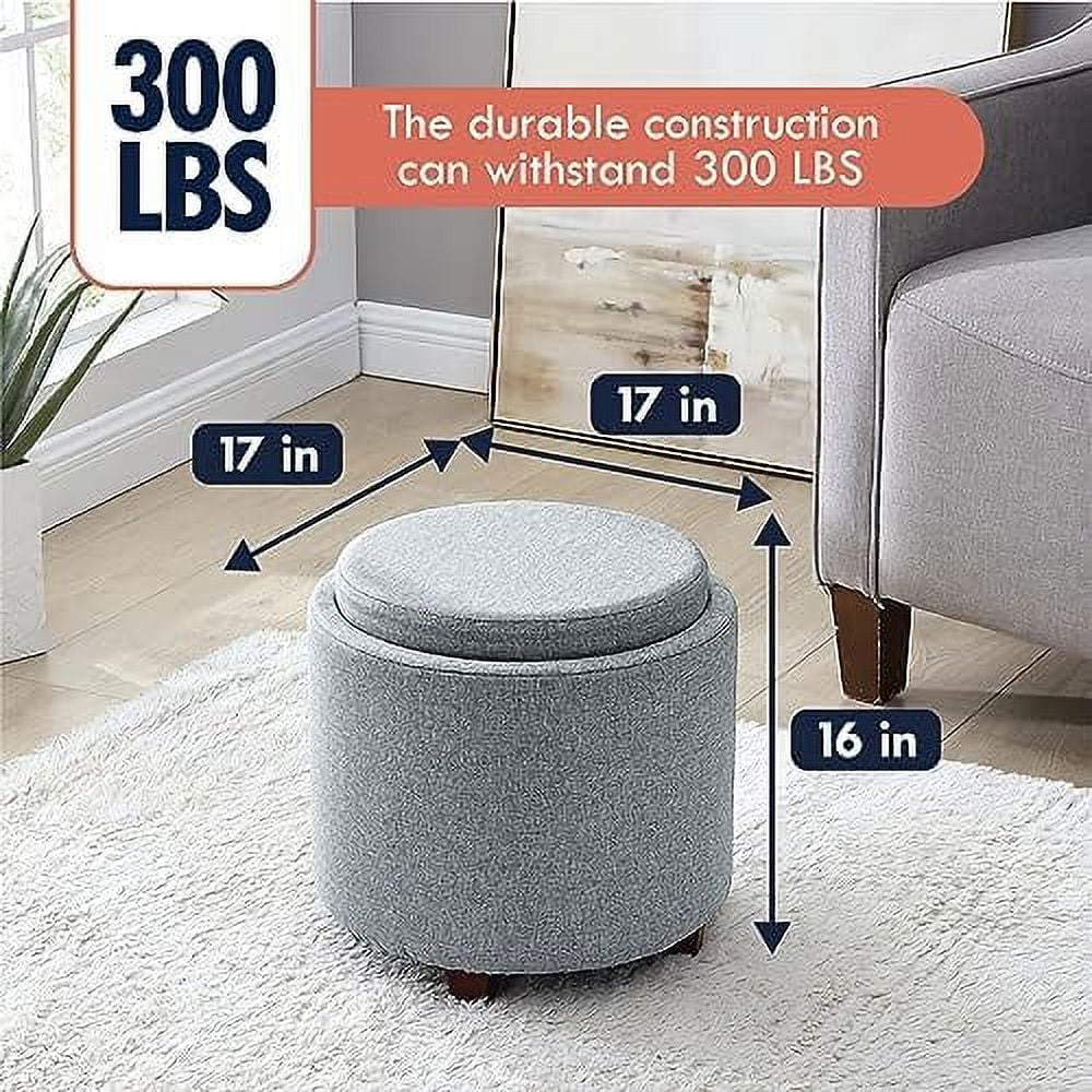 Round Velvet Ottoman with Lift Off Lid and Tray Lid E86659