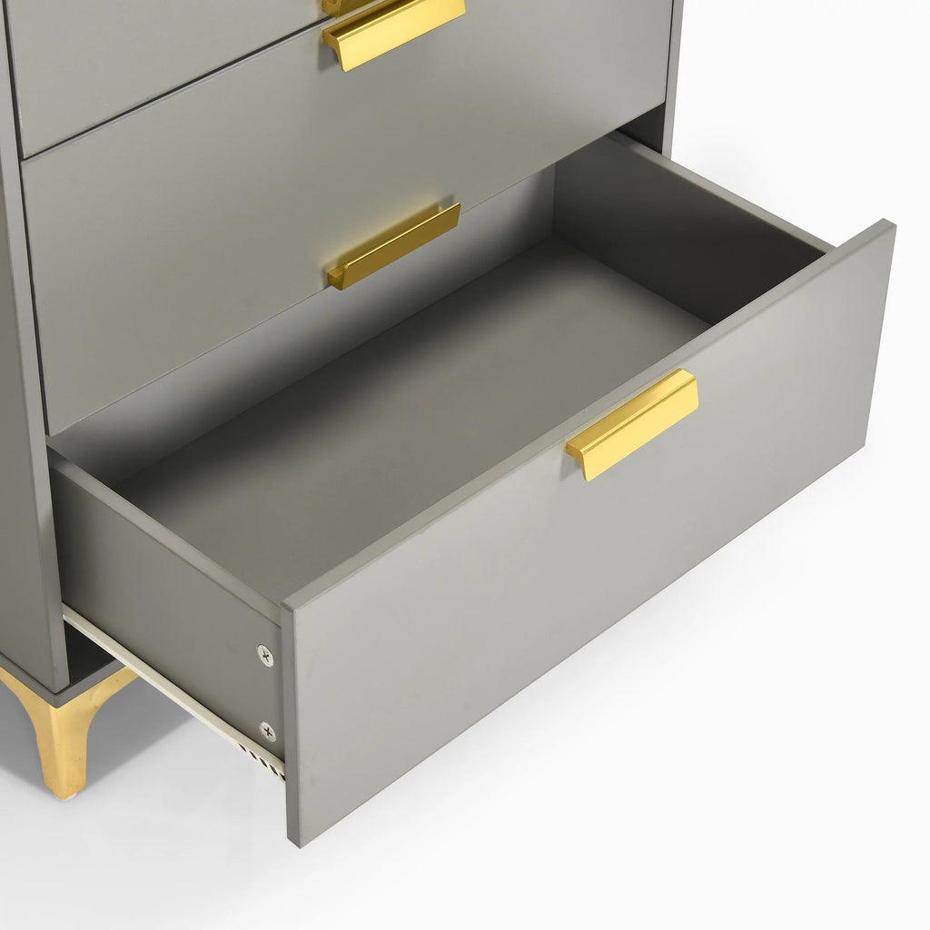 5 Drawer Solid Wood Dresser with Gold Metal Legs U921022