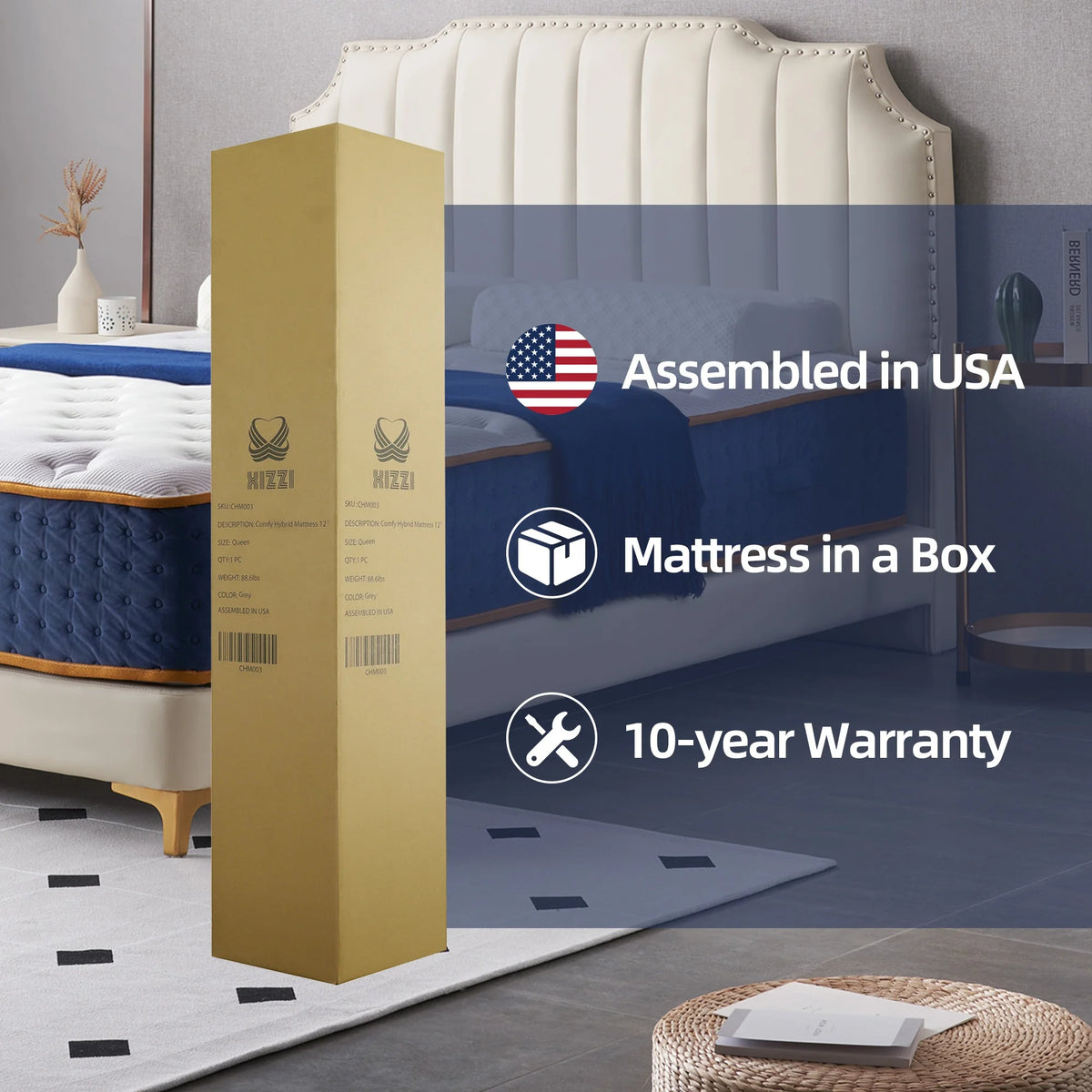 12 Inch Medium-Firm Hybrid Mattress with Cooling Gel Memory Foam C9358