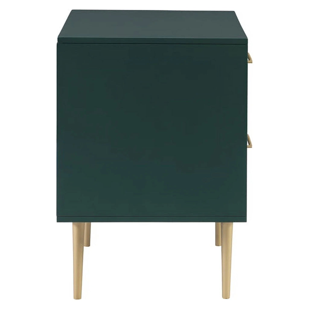 Dark Green Two Drawer Wooden Nightstand A43514