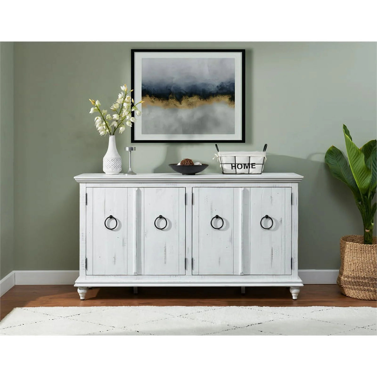 White Solid Wood 65" TV Stand I7971