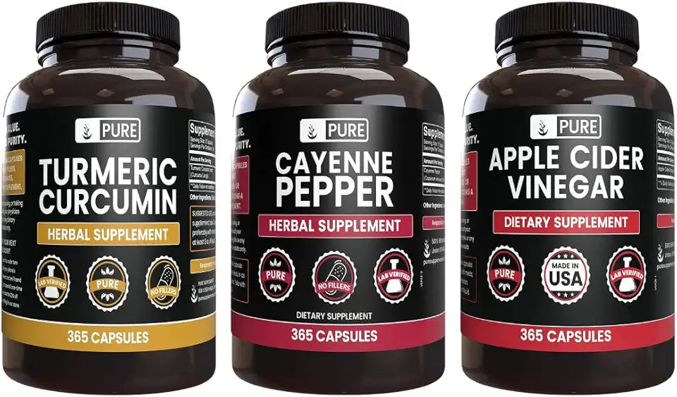 Cayenne Pepper Turmeric Curcumin Apple Cider Vinegar 365 Capsules F3112