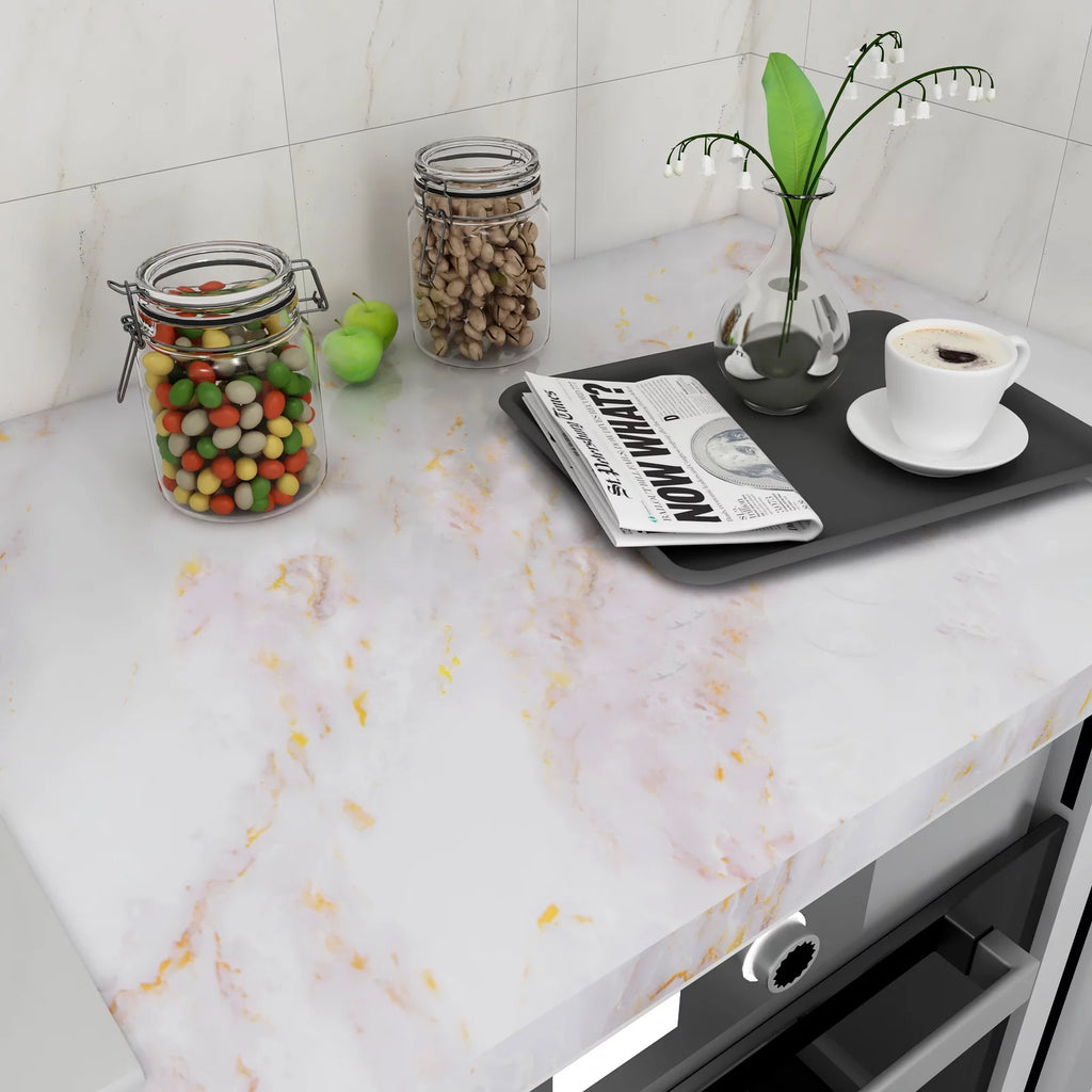 Gold White Marble Peel and Stick Contact Paper S86569