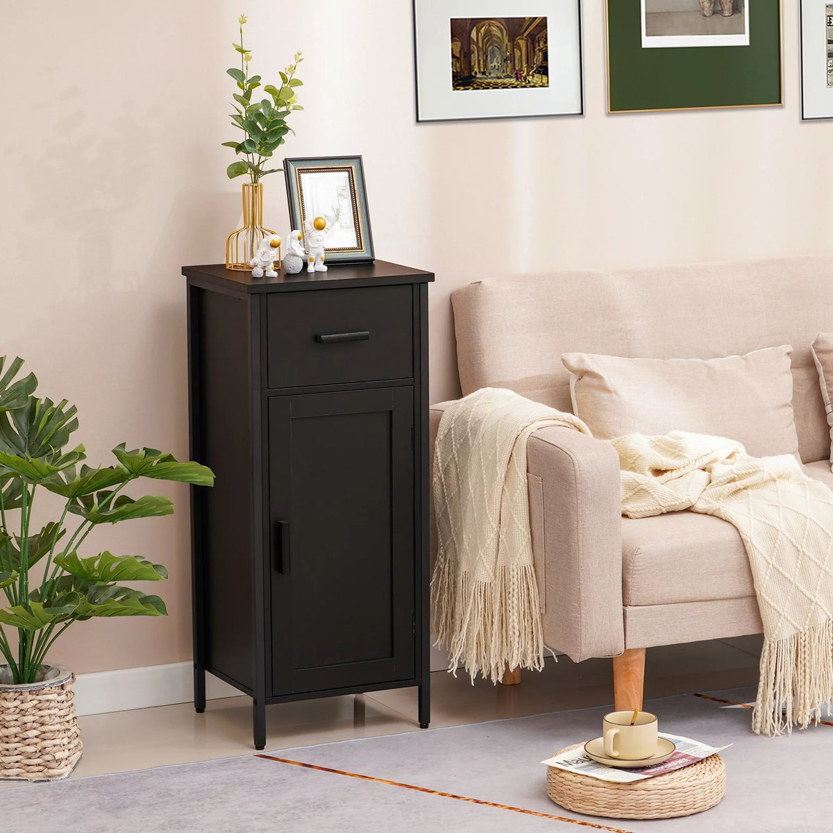 Rustic Brown 1 Door 1 Drawer Cabinet with 2 Shelves L85680
