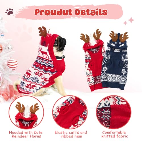 2 Pcs Christmas Dog Sweater Warm Winter Dog Hoodie R209