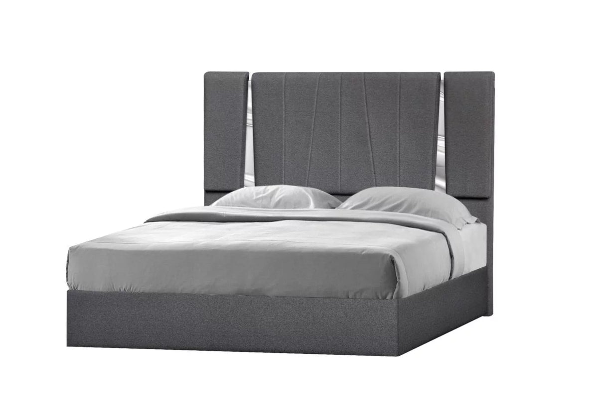 Charcoal Fabric King Bed J597
