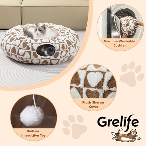 Cat Tunnel Bed with Plush Cushion N275098
