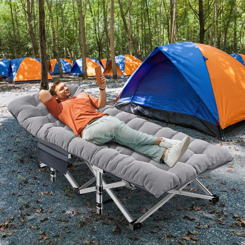 Oversized XXL Folding Camping Cot with Mattress & Carry Bag P7505