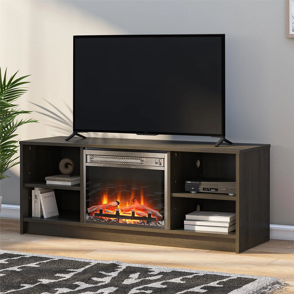 Black Oak Fireplace TV Stand Q53324