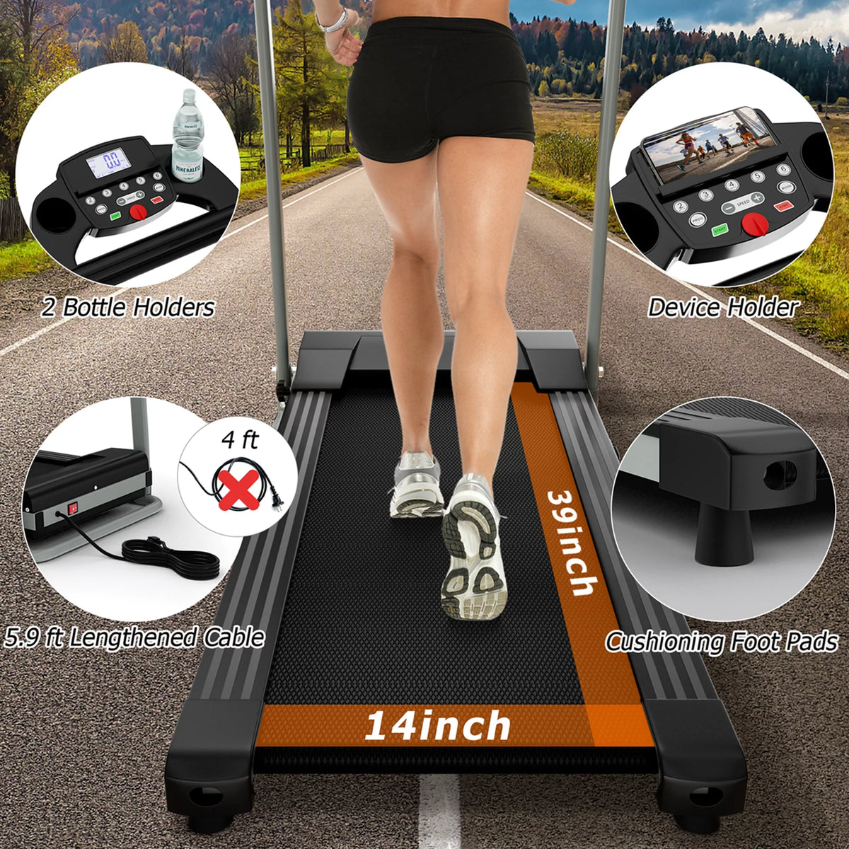 2 HP Folding Treadmill Black G49087