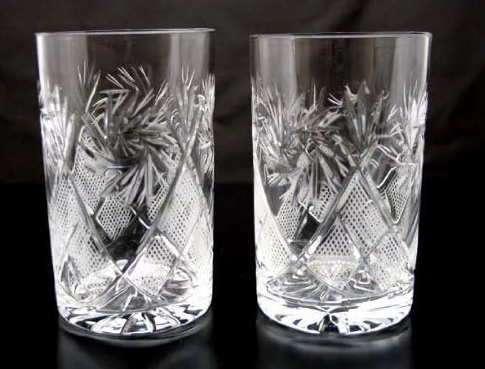 Russian Cut Crystal Drinking Glasses 250 Ml / 8.5 Oz Set Of 2 Y42752