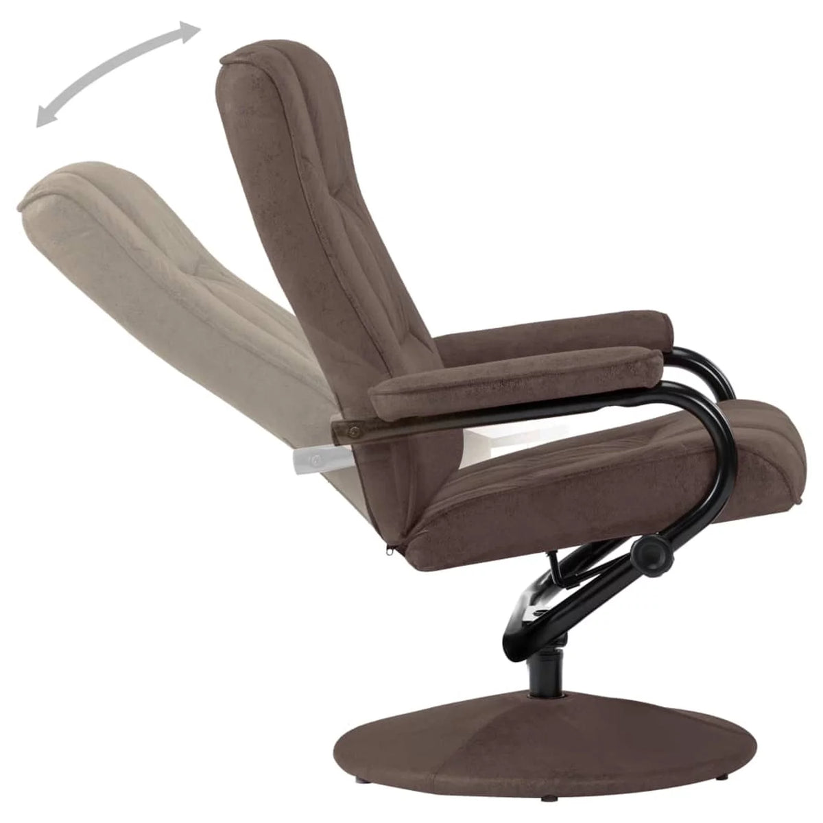 Brown Faux Suede Leather Swivel Recliner with Ottoman J343283