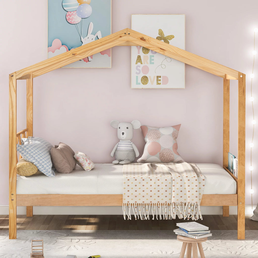 Twin Size Wood House Bed with Storage S69669