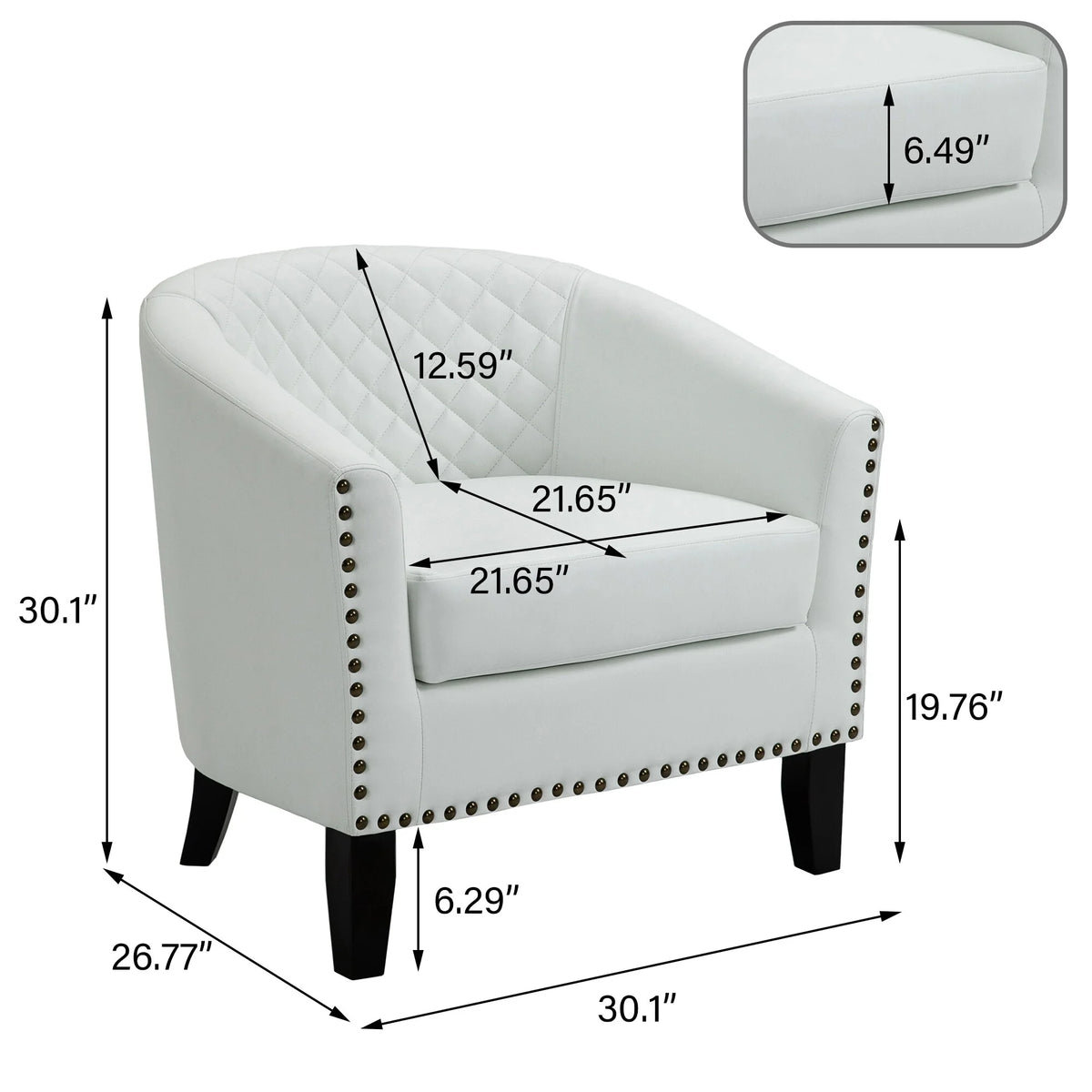 Faux Leather Accent Barrel Chair Set of 2 White Q3167
