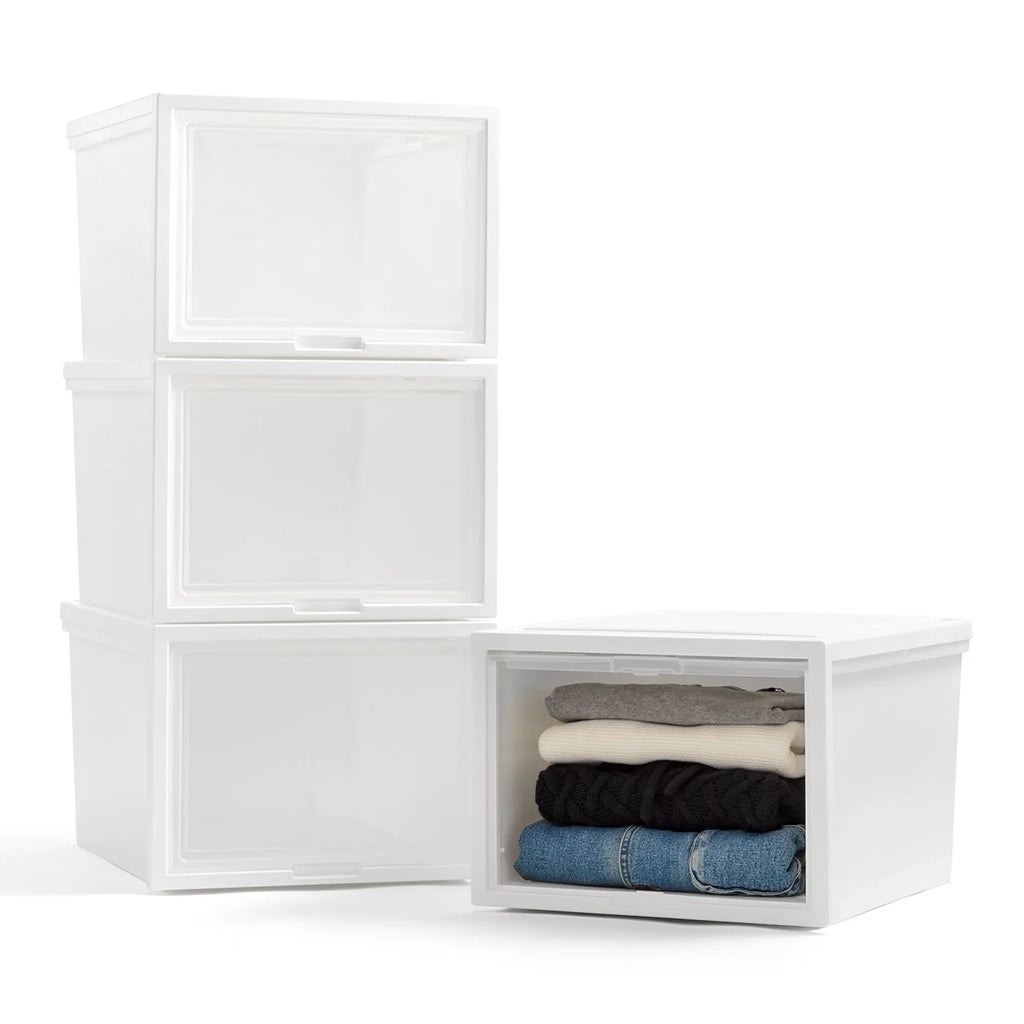 42 Qt. Stackable Plastic Storage System, 4 Pack, White I9618
