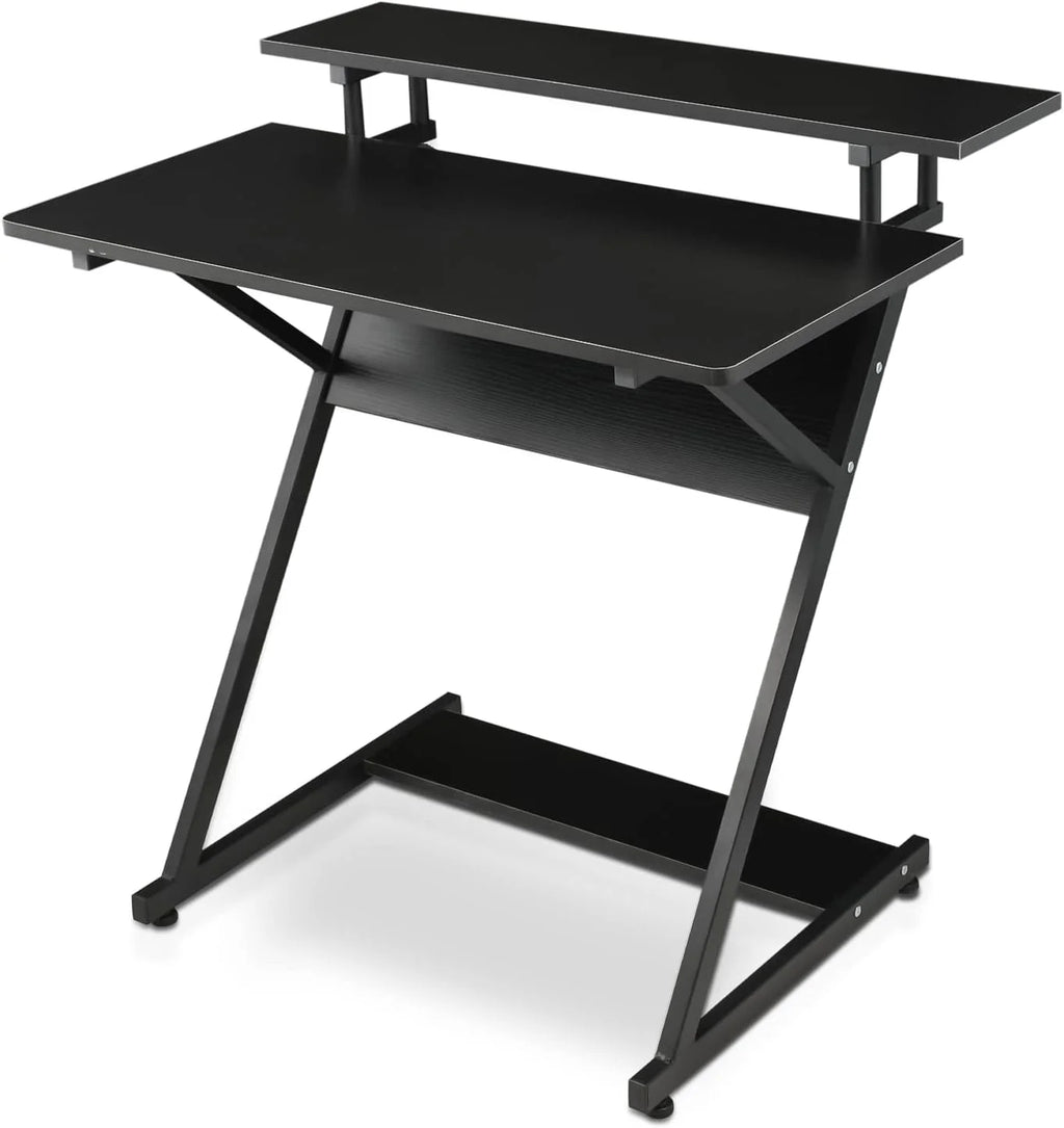 Black 3 Tier Z-Shape Computer Desk T121709