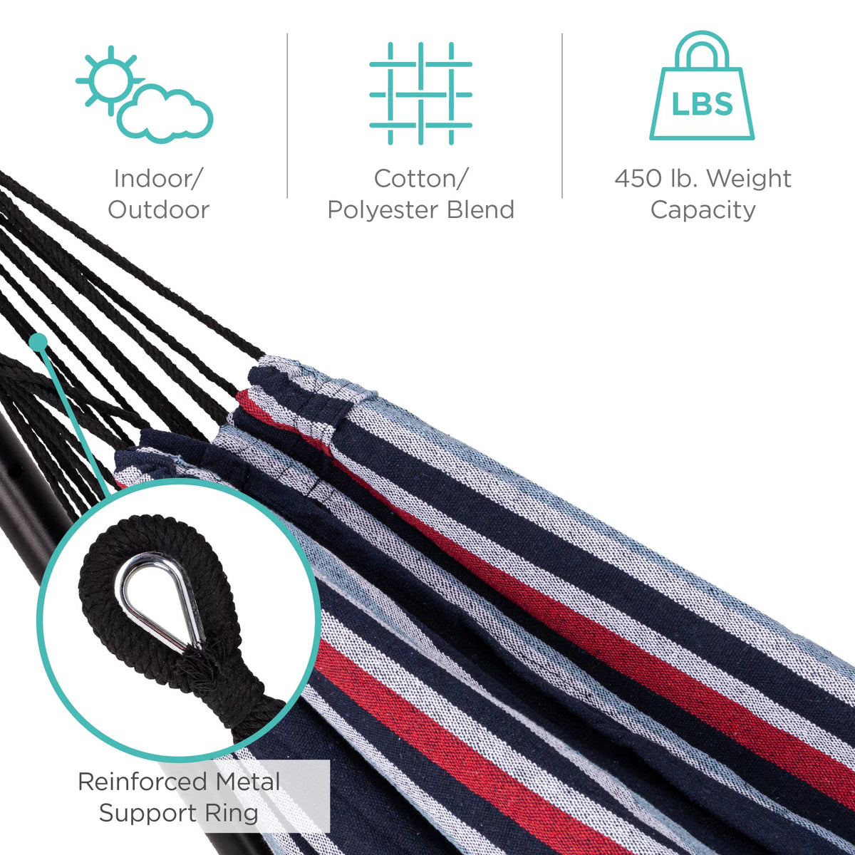 Cotton Double Hammock with Stand and Carrying Bag H351