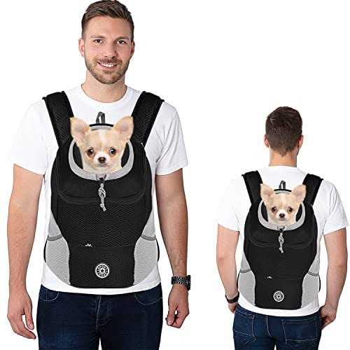 Dog Backpack Carrier Pet Carrier for Small Medium Dogs Travel Bag Breathable Adjustable with Safety Reflective Strips T16804