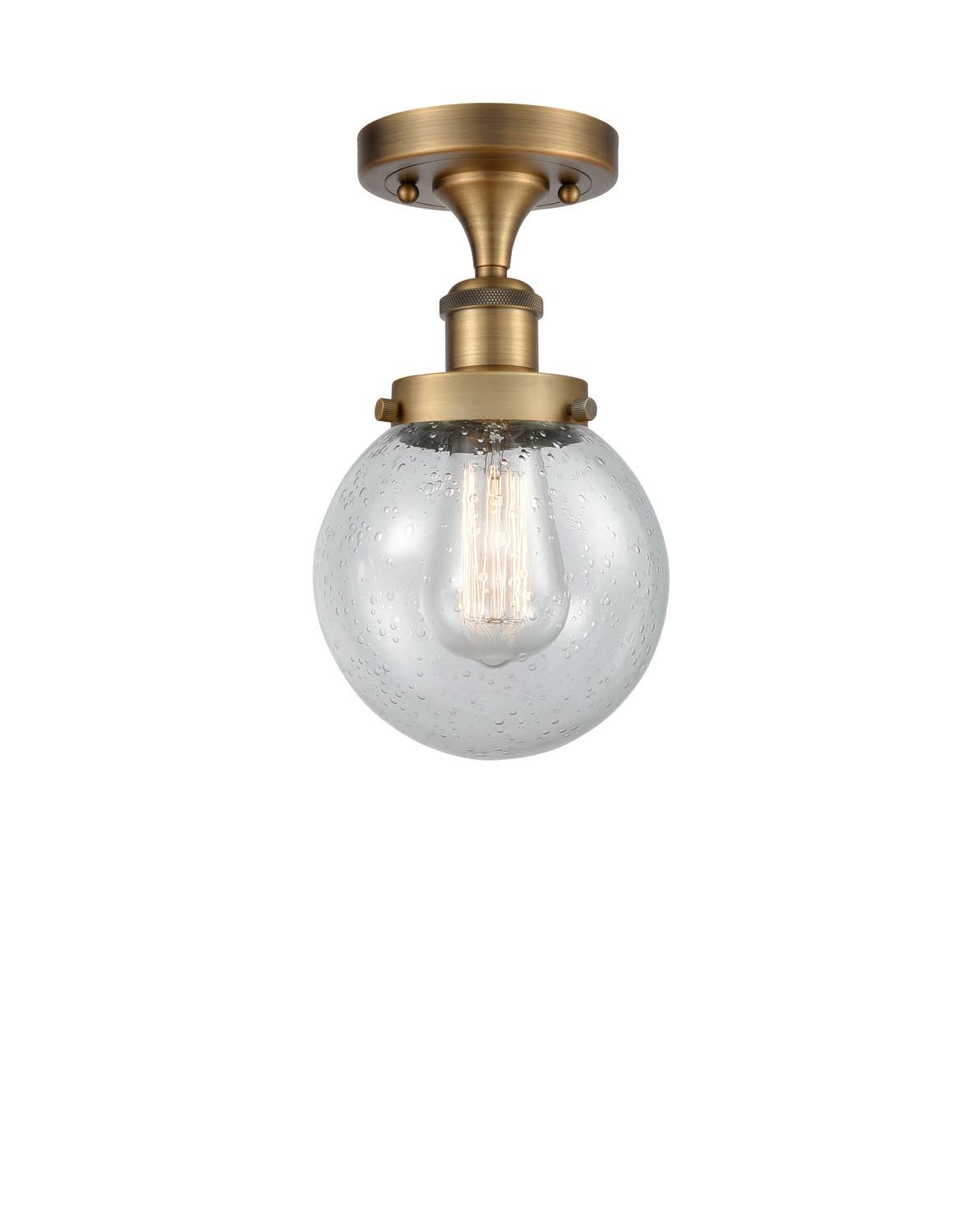 1 Light 6 inch Semi-Flush Mount in Brushed Brass T637146
