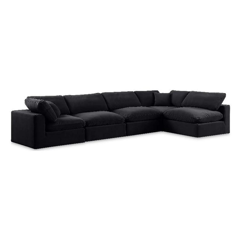 Black Velvet Modular Sectional W9519